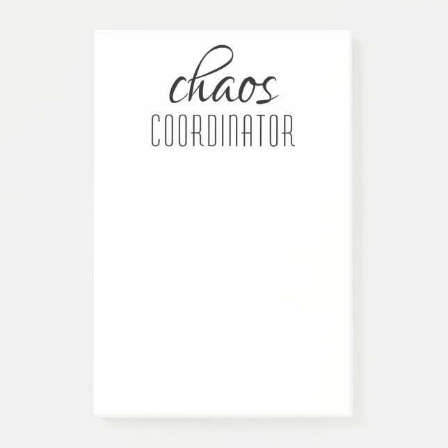 Chaos-Koordinator Typografischer Text Post-it Klebezettel (Vorderseite)