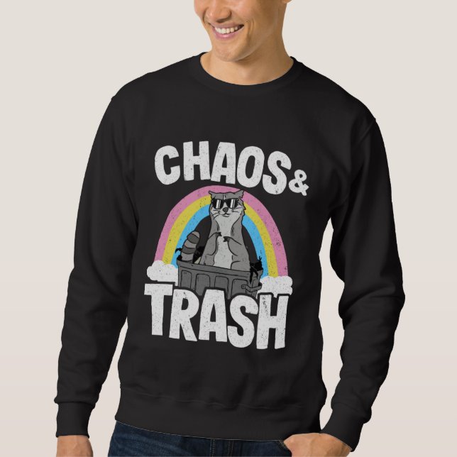 Chaos & Müll Waschbär Regenbogen Waschbär 4 Sweatshirt (Vorderseite)