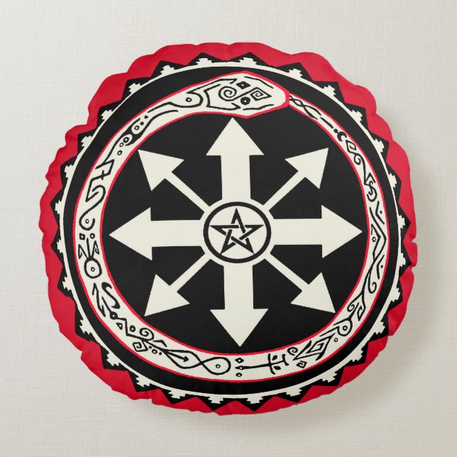 Chaos Ouroburos Snake Throw Pillow Rundes Kissen (Vorderseite)