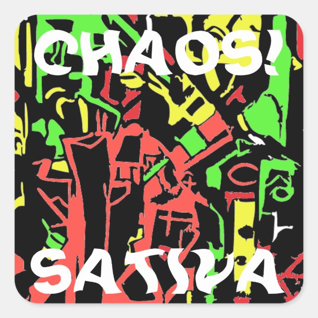 CHAOS SATIVA QUADRATISCHER AUFKLEBER (Vorderseite)