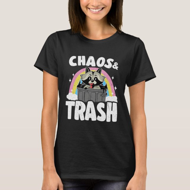 Chaos & Trash Garbage Panda Rainbow Raccoon T-Shirt (Vorderseite)