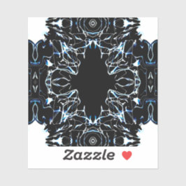 Chaotic Abstract Blue on Black and White Fluid Art Aufkleber