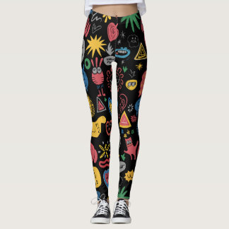 Chaotic Doodle Art Shirt - Spaß Abstrakter Sketch Leggings