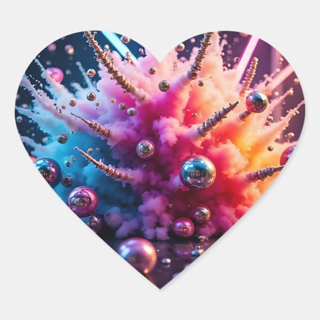 Chaotic Explosions Herz-Aufkleber (Vorderseite)