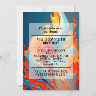 Chaotic Flames Print Birthday Party Einladung