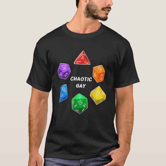 Chaotic Gay Alignment Dice D20 Nerdy Tabletop Adve T-Shirt (Vorderseite)