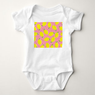 Chaotic Lemons Pink Polka: Zitrusmuster Baby Strampler