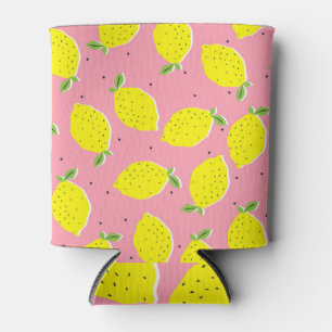 Chaotic Lemons Pink Polka: Zitrusmuster Dosenkühler
