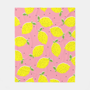 Chaotic Lemons Pink Polka: Zitrusmuster Fleecedecke