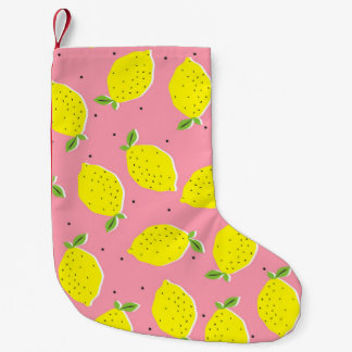 Chaotic Lemons Pink Polka: Zitrusmuster Kleiner Weihnachtsstrumpf