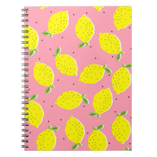 Chaotic Lemons Pink Polka: Zitrusmuster Notizblock