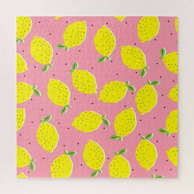 Chaotic Lemons Pink Polka: Zitrusmuster Puzzle (Vertikal)