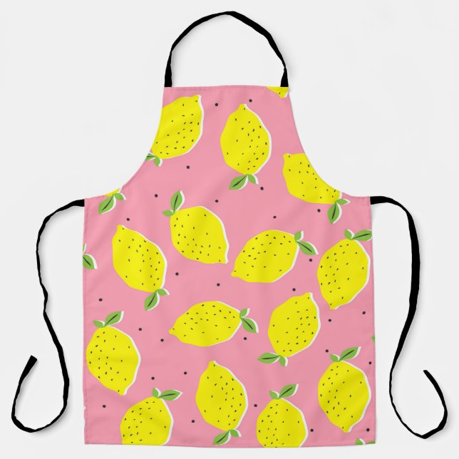 Chaotic Lemons Pink Polka: Zitrusmuster Schürze (Vorderseite)