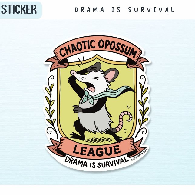 Chaotic Opossum League Wappen mit Funny Drama Aufkleber (Von Creator hochgeladen)