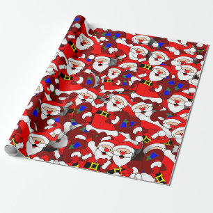 Chaotic Santa Carry Sack Collage Muster Geschenkpapier