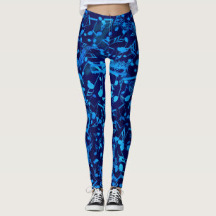 Chaotische Blues-Musiknoten-Leggings Leggings