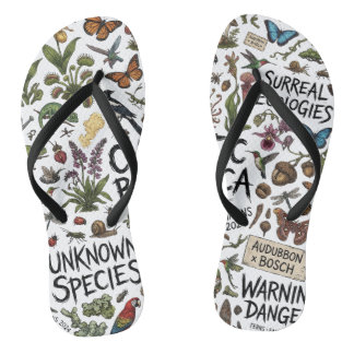 Chaotische Botanica Surreal Ökologien Illustration Flip Flops