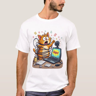 Chaotische Katzenkabelkatastrophe Remote-Arbeit Oo T-Shirt