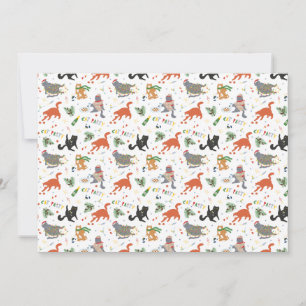 Chaotische Weihnachtsfeier der Katzen Feiertagskarte