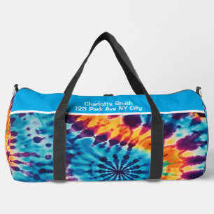 Chaotischer Ausbruch Orange Blau Lila Monogramm pe Duffle Bag