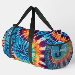 Chaotischer Ausbruch Orange Blau Lila Monogramm pe Duffle Bag