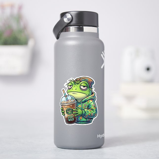 Chaotischer Kaffeefrosch-Aufkleber Aufkleber (HydroFlask)