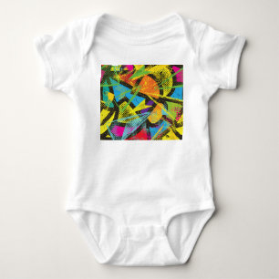 Chaotischer Neon: Abstraktes Graffiti-Muster. Baby Strampler