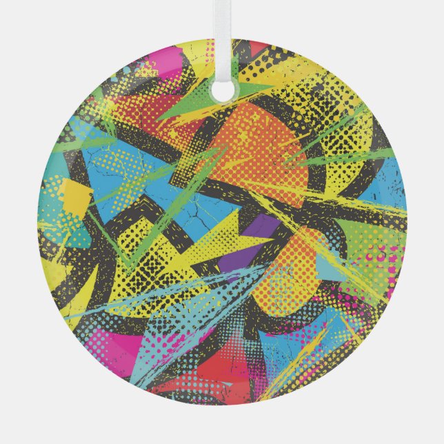Chaotischer Neon: Abstraktes Graffiti-Muster. Ornament Aus Glas (Vorderseite)