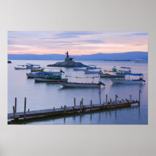 Chapala-Insel und Pier Poster