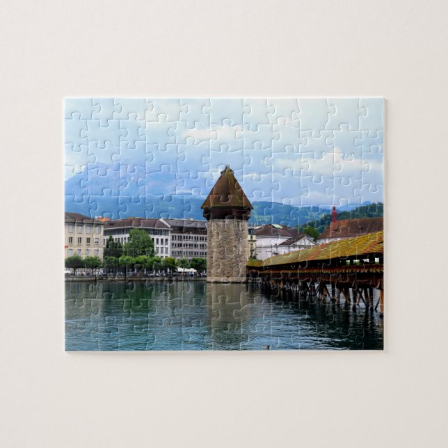 Chapel Bridge - Mt. Pilatus - Luzern Switzerland Puzzle (Horizontal)