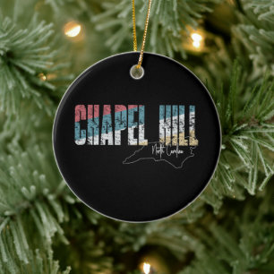 Chapel Hill North Carolina Cool Retro Wetter Keramik Ornament