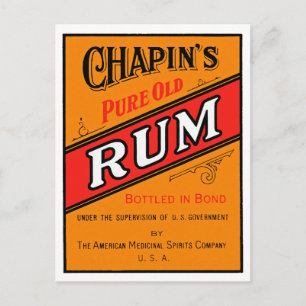 Chapins Pure Old Rum Etikett Postkarte