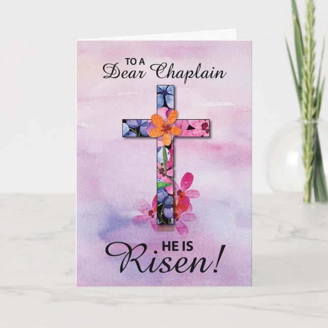 Chaplain Oaster Er ist Risen Cross Watercolor Flow Karte (Vorderseite)