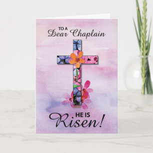 Chaplain Oaster Er ist Risen Cross Watercolor Flow Karte