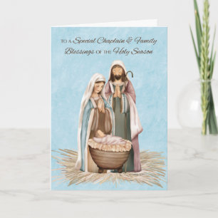 Chaplain Weihnachts-Segnungen dank Krippe Szene Karte
