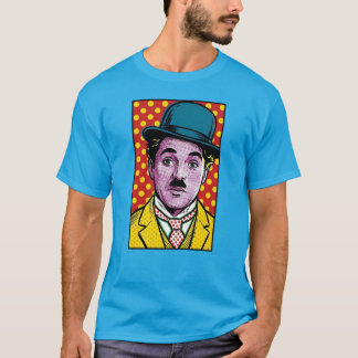 Chaplin Pop Art Retro Cinematic Portrait Bowler T-Shirt