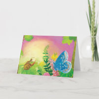 Chapman's Blue Butterfly & Ant & Snail Illustratio