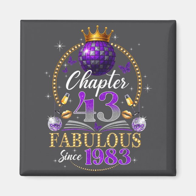 Chapter 43 Since 1983 Purple Disco Ball 43rd Birth Magnet (Vorne)