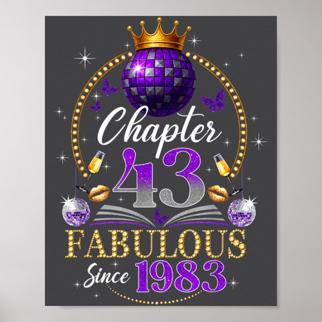 Chapter 43 Since 1983 Purple Disco Ball 43rd Birth Poster (Vorne)