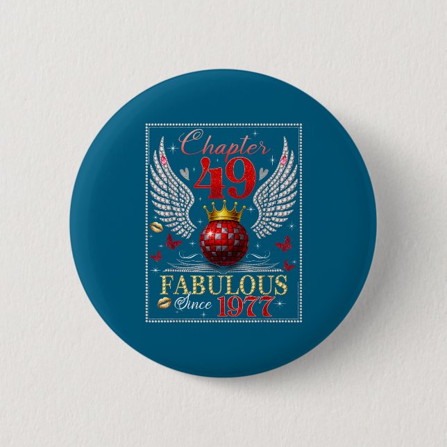 Chapter 49 Fabulous Est. 1977 Disco Ball 49th Birt Button (Vorderseite)