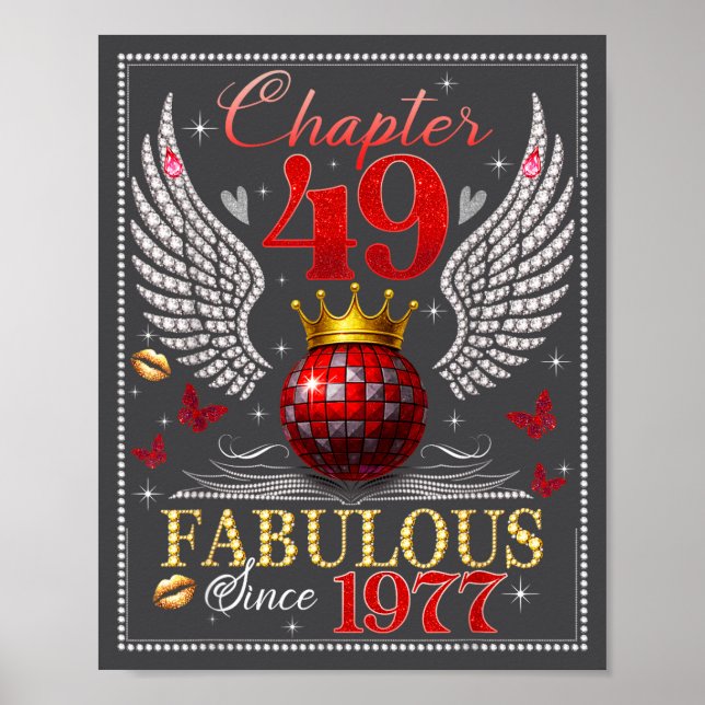 Chapter 49 Fabulous Est. 1977 Disco Ball 49th Birt Poster (Vorne)