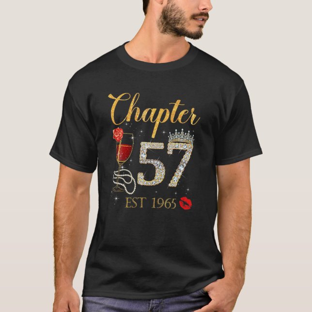 Chapter 57 Years EST 1965 57Th Birthday Red Rose W T-Shirt (Vorderseite)