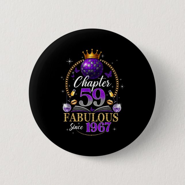 Chapter 59 Since 1967 Purple Disco Ball 59th Birth Button (Vorderseite)