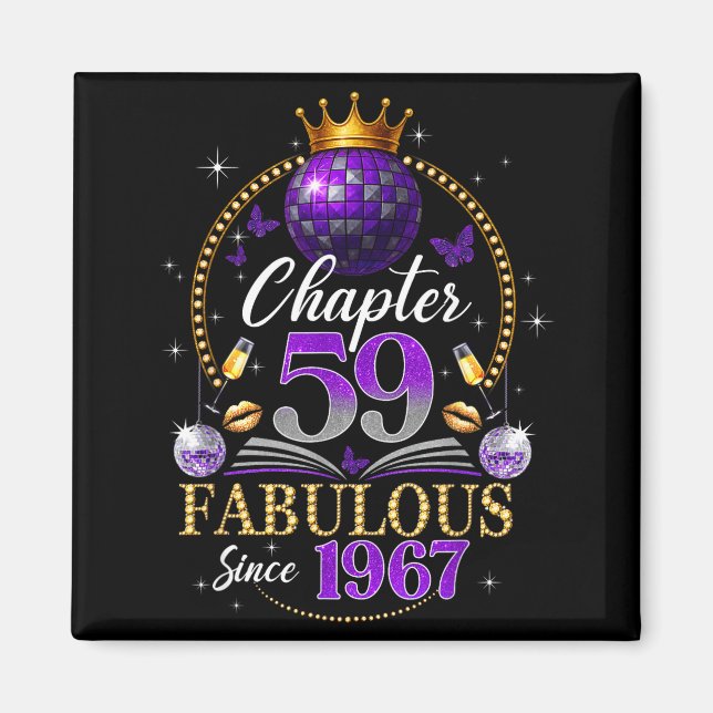 Chapter 59 Since 1967 Purple Disco Ball 59th Birth Magnet (Vorne)