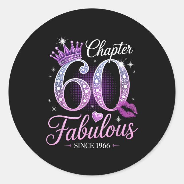 Chapter 60 Fabulous Since 1966 60th Birthday Queen Runder Aufkleber (Vorderseite)