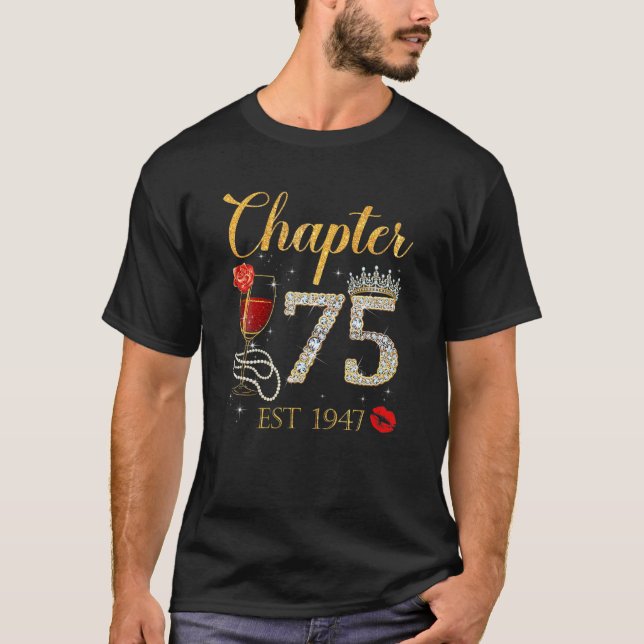 Chapter 75 Years EST 1947 75Th Birthday Red Rose W T-Shirt (Vorderseite)
