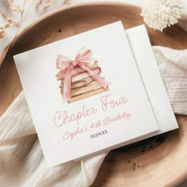 Chapter Four Pink Bow Books 4th Birthday Party Serviette