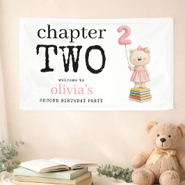 Chapter Two Bear Books Girl Welcome 2nd Birthday Banner