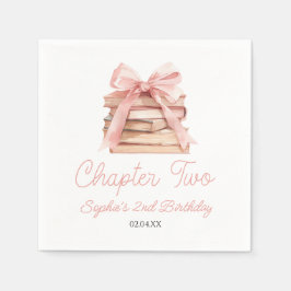 Chapter Two Pink Bow Books 2nd Birthday Party Serviette