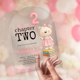 Chapter Two Teddy Bear Books Girl 2nd Birthday Acryleinladungen